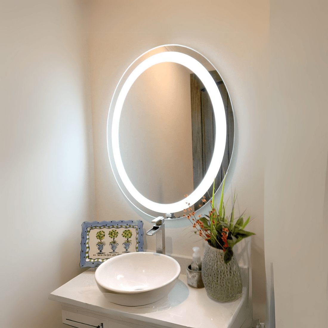Oval Shape Lighted LED Mirror – Modern Bathroom Vanity Mirror (Touch Control, Dimmable, Anti-Fog, 3 Light Modes, IP44 Rated) Oval Shape Lighted LED Mirror – Modern Bathroom Vanity Mirror (Touch Control, Dimmable, Anti-Fog, 3 Light Modes, IP44 Rated)