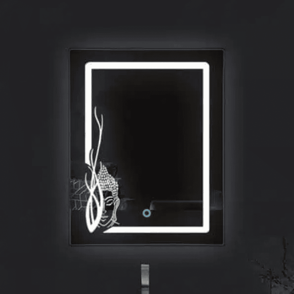 Rectangular Bathroom Mirror with Artistic Border Glow 1