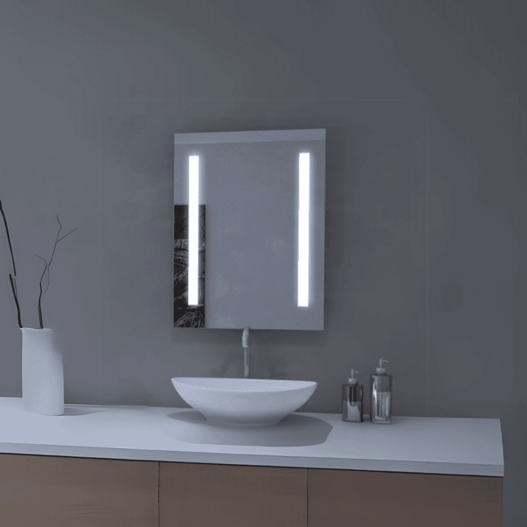 Minimalist LED Bathroom Mirror with Vertical Strips 1