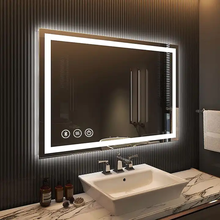 CrystalEdge Rectangular LED Bathroom Mirror – Wall Mounted & Anti-Fog