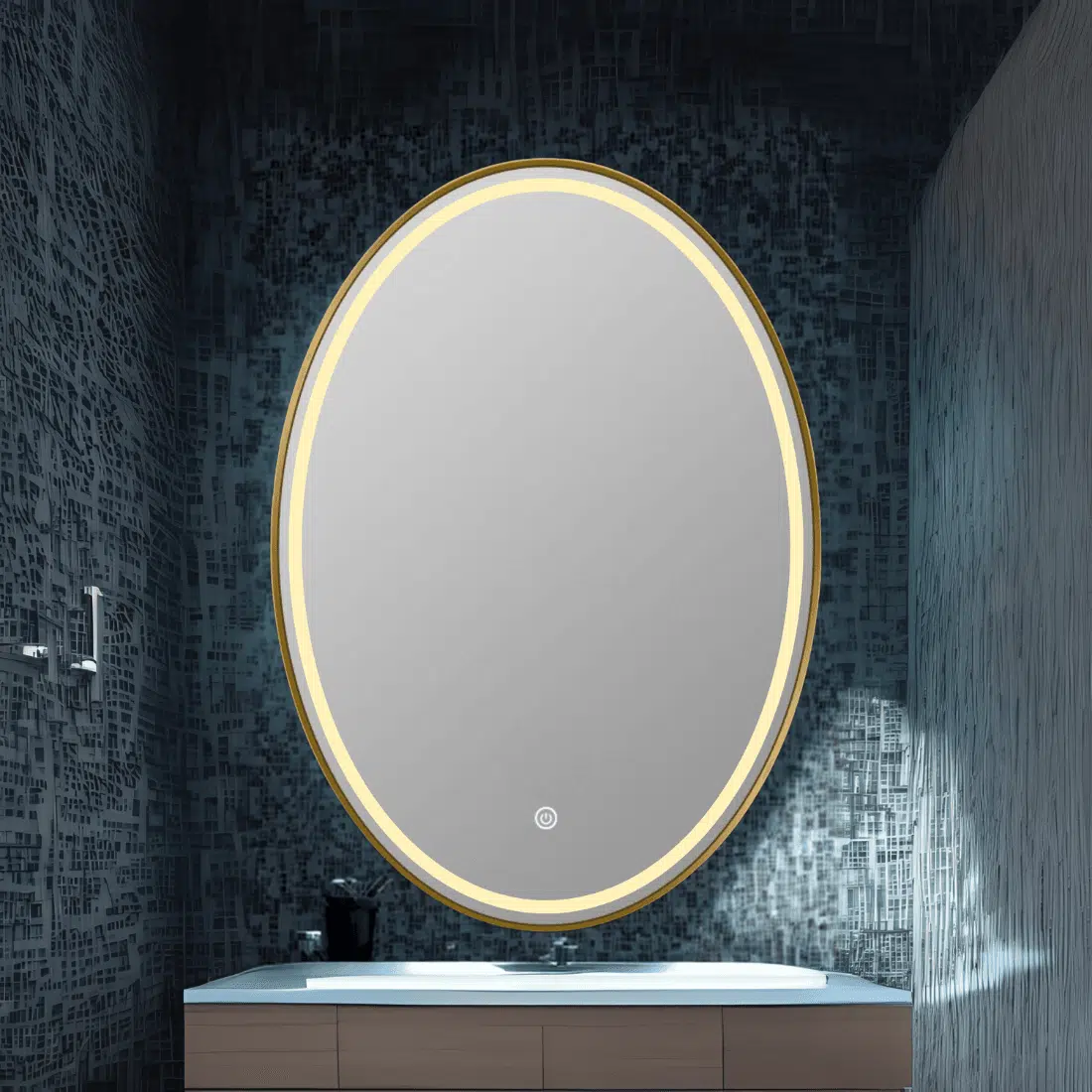 Premium Oval LED Bathroom Mirror – Smart Mirror with Defogger, Bluetooth & Custom Lighting