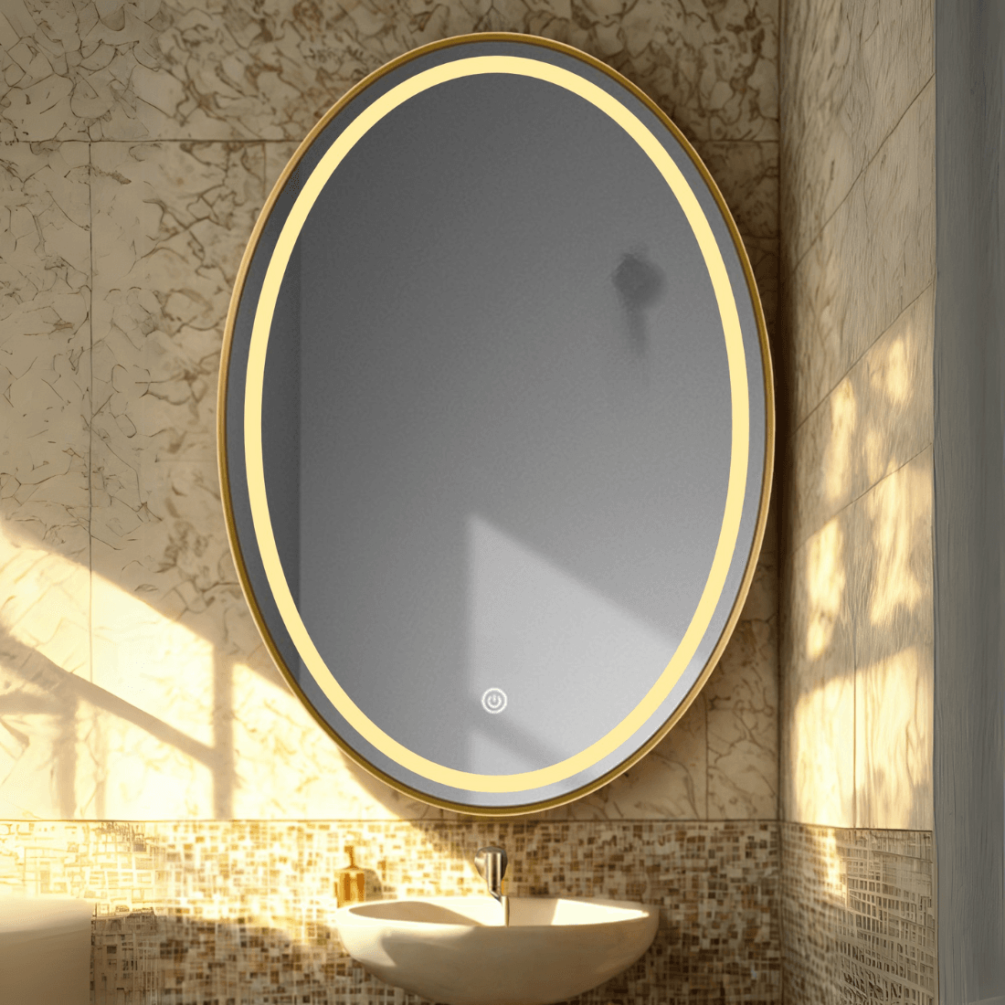 Premium Oval LED Bathroom Mirror – Smart Mirror with Defogger, Bluetooth & Custom Lighting