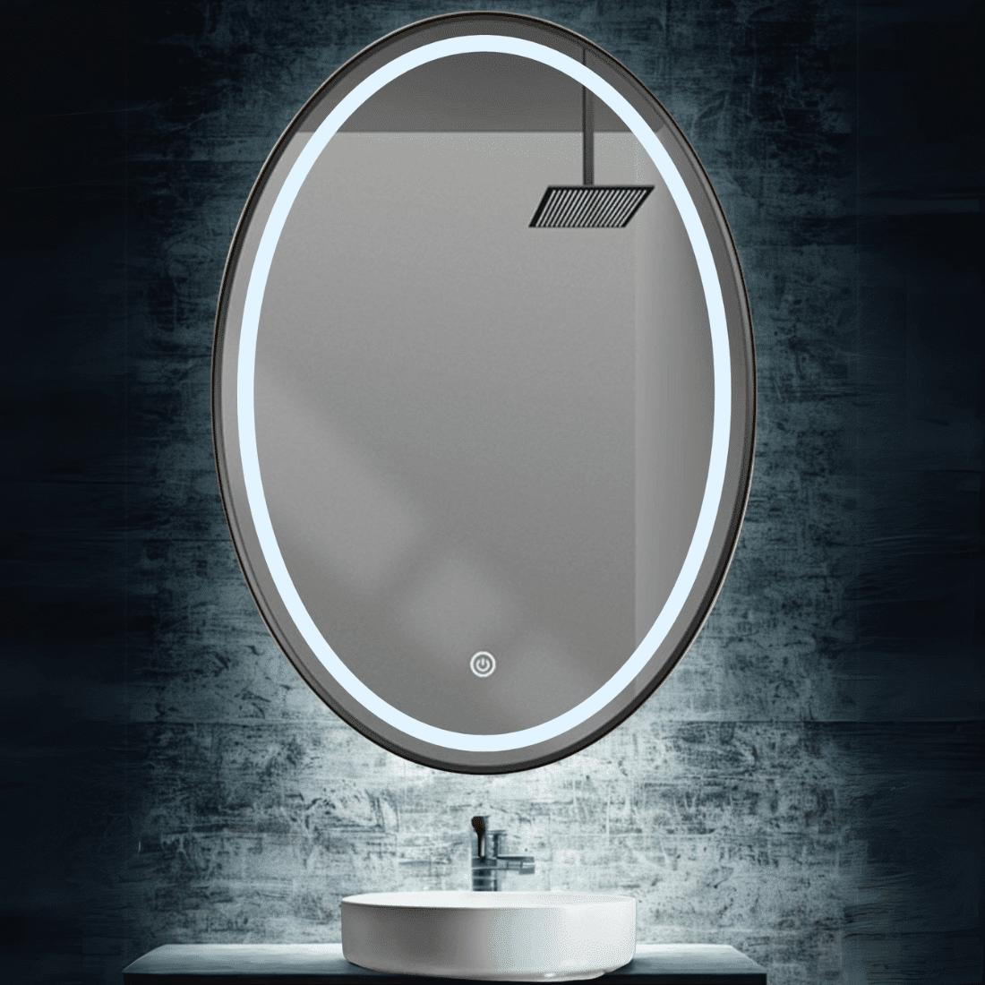 Premium Oval LED Bathroom Mirror – Smart Mirror with Defogger, Bluetooth & Custom Lighting