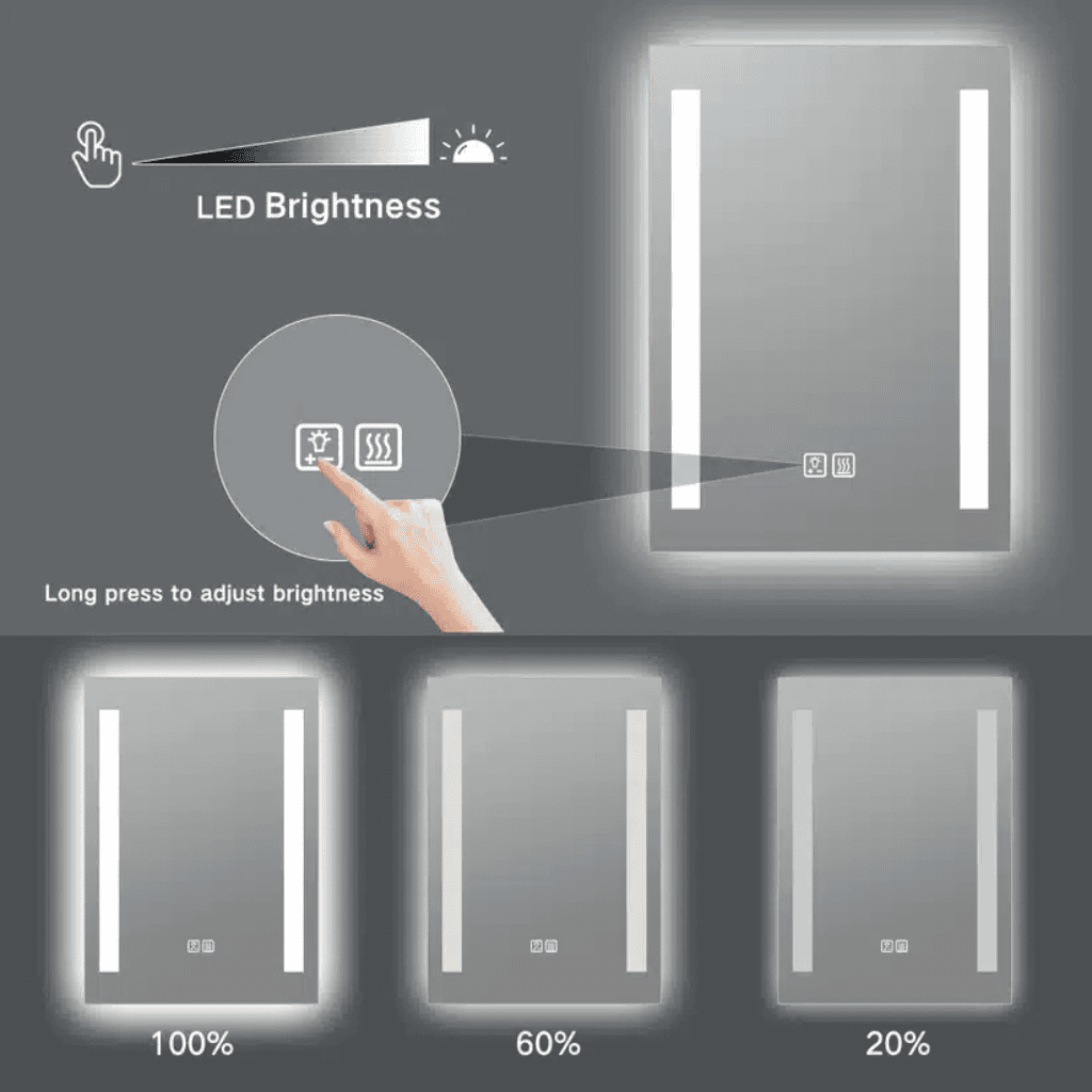 LED Lighted Wall Mount Bathroom Vanity Mirror with Defogger