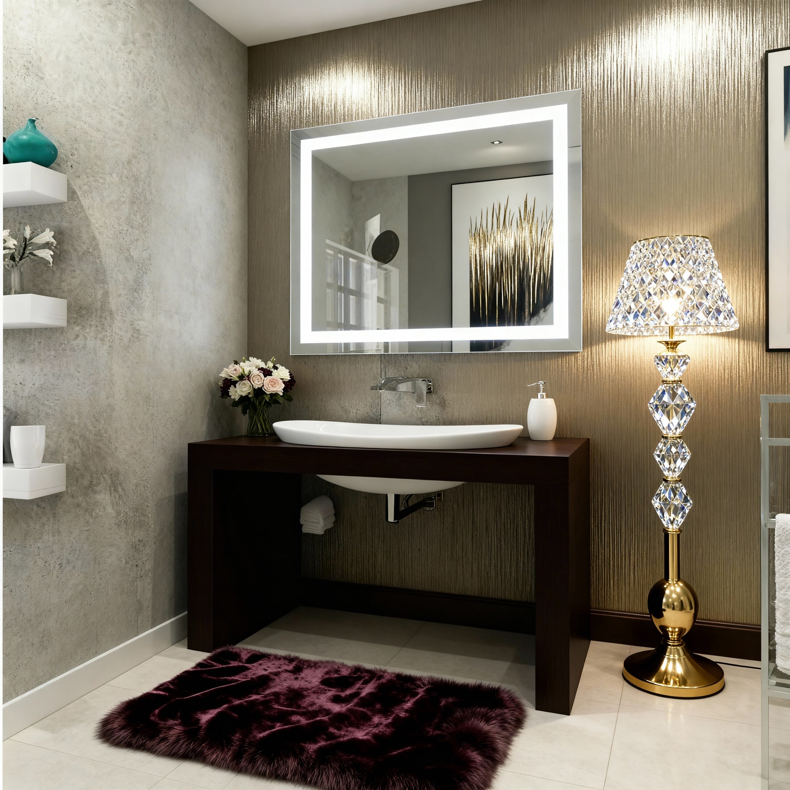 Luxury Rectangular LED Vanity Mirror for Bathroom
