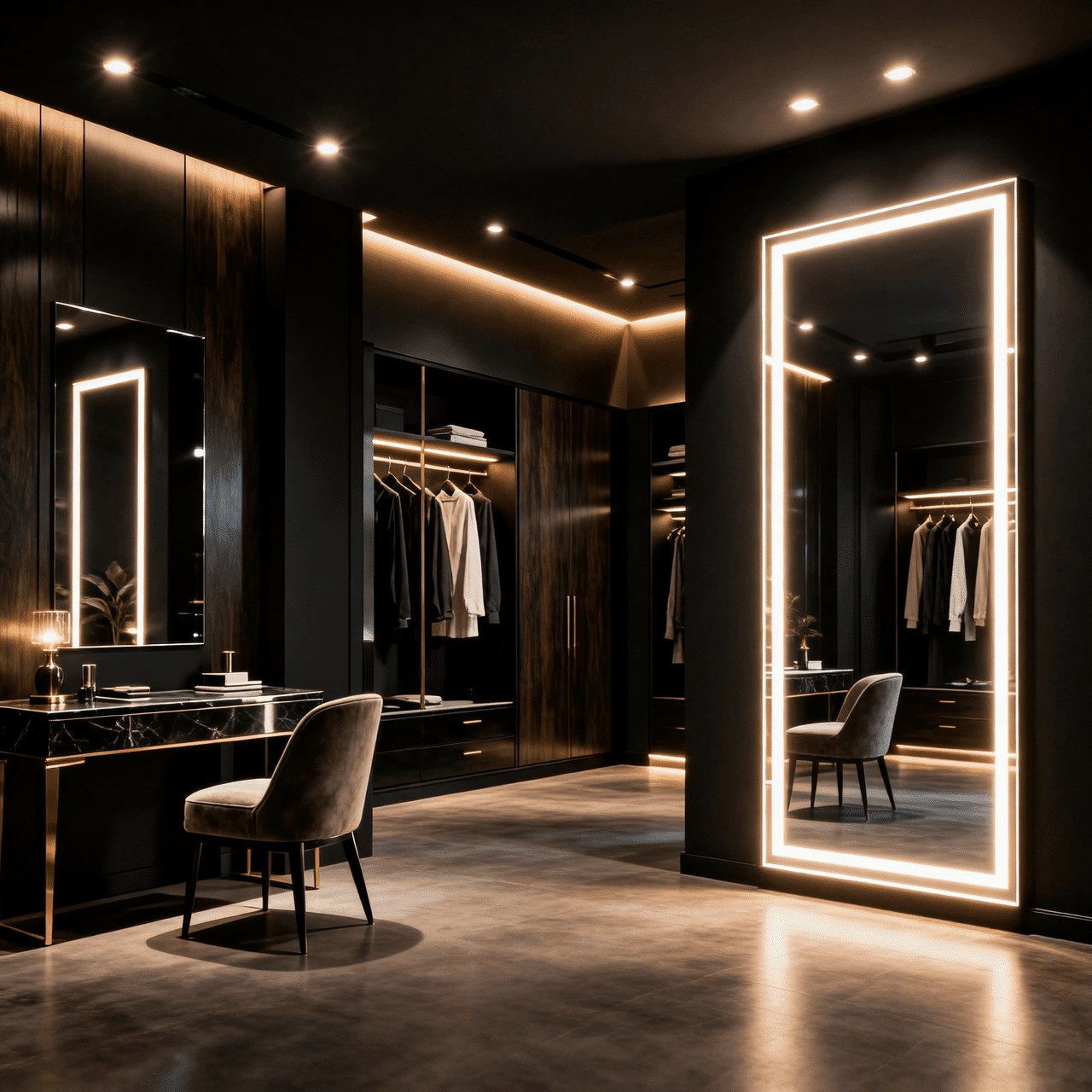 Luxury Full-Length LED Dressing Mirror for Walk-in Wardrobe