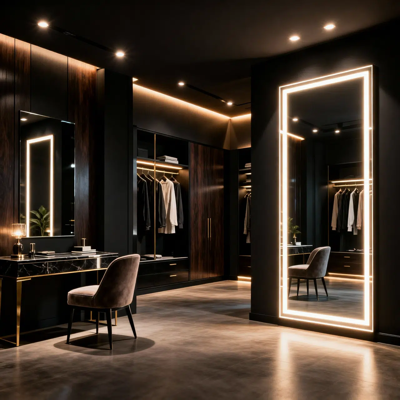 Luxury Full-Length LED Dressing Mirror for Walk-in Wardrobe