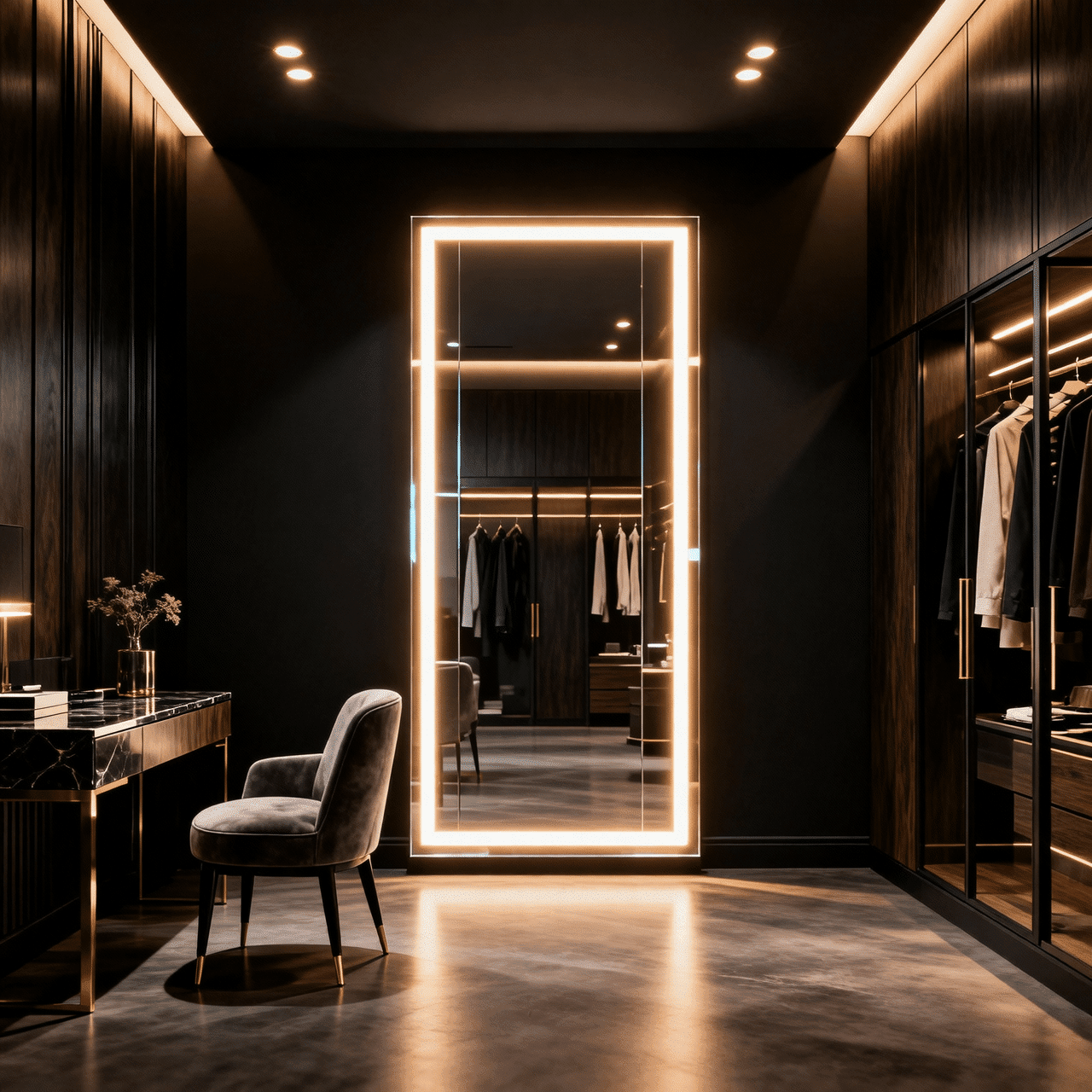 Luxury Full-Length LED Dressing Mirror for Walk-in Wardrobe