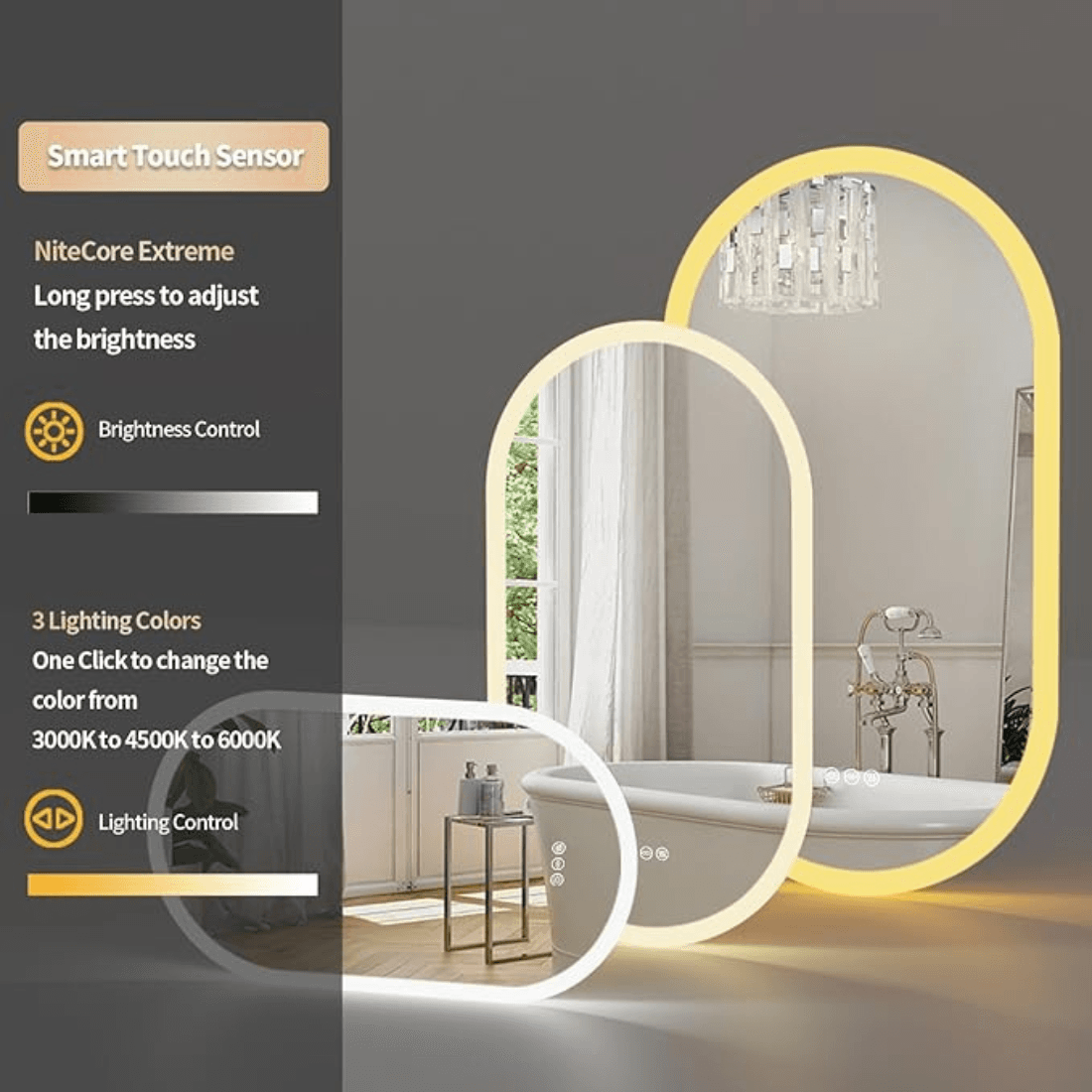 Premium Toilet Mirror with LED Light – Space-Saving Washroom Mirror with Anti-Fog Premium Toilet Mirror with LED Light – Space-Saving Washroom Mirror with Anti-Fog