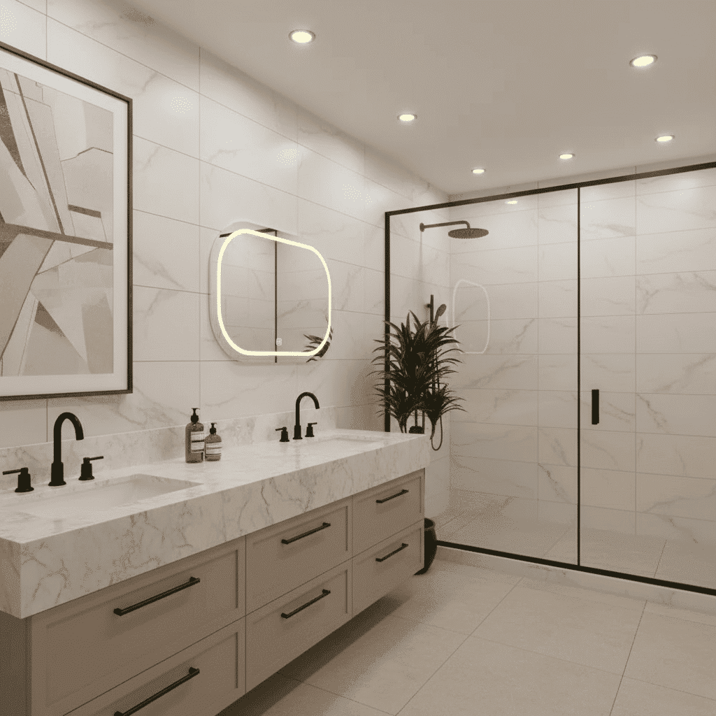 Frameless Oblong LED Mirror for Contemporary Bathrooms 1