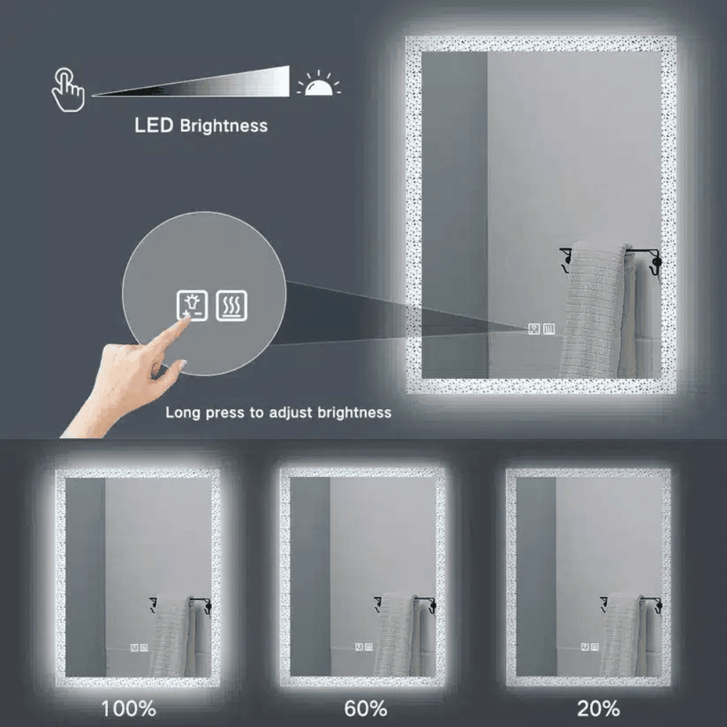 Elegant Rectangle LED Wall Mirror for Bathrooms