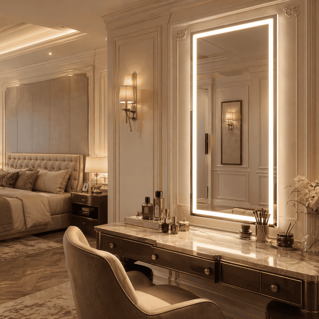 Frameless Illuminated Dressing Mirror for Makeup & Styling