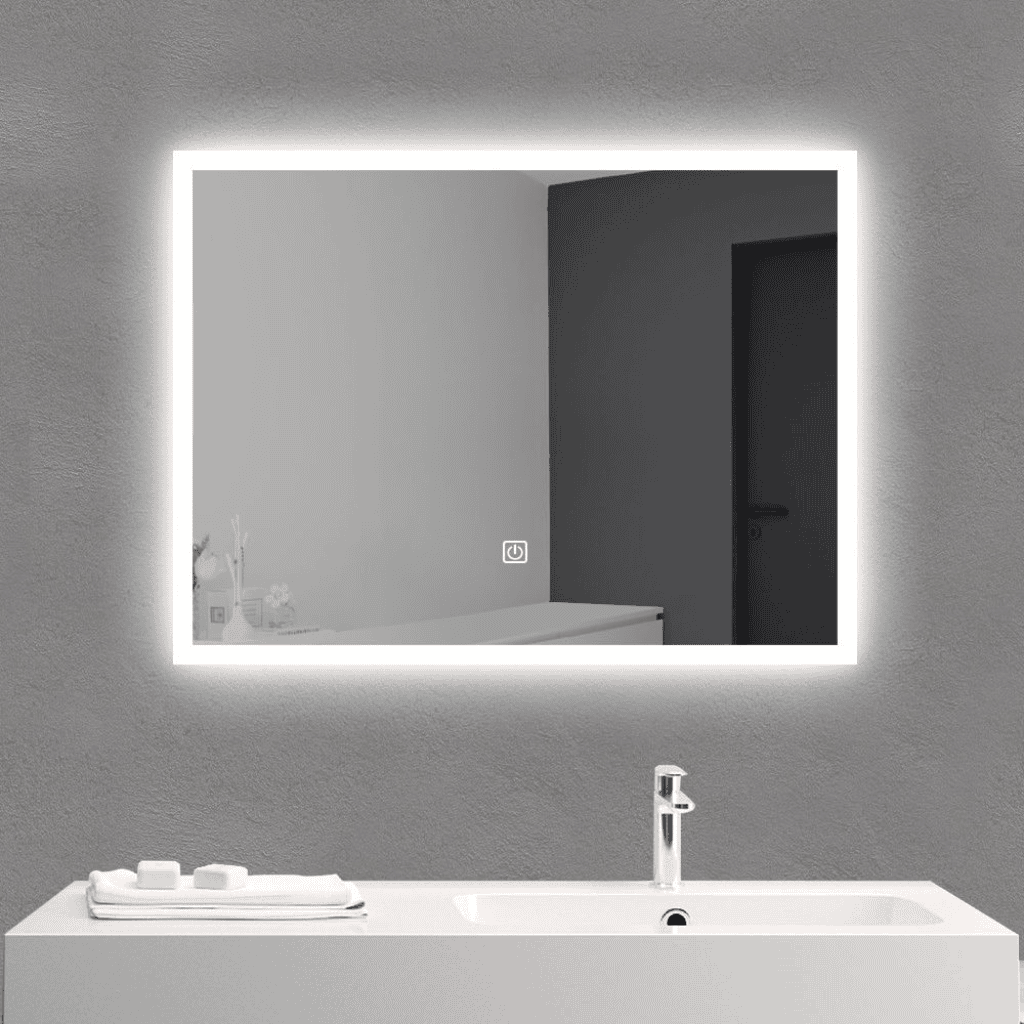 Frameless Horizontal LED Vanity Mirror with Front Lighting 1