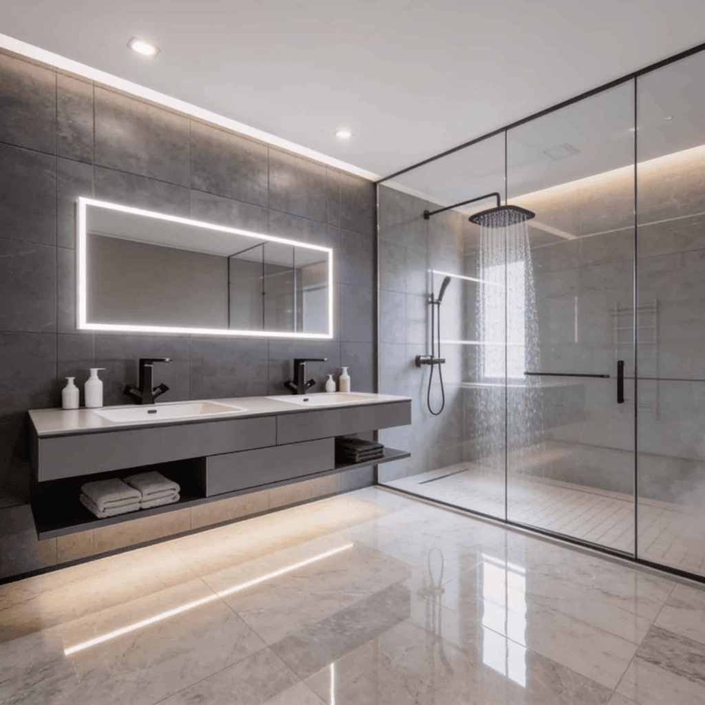 Frameless Horizontal LED Vanity Mirror with Front Lighting