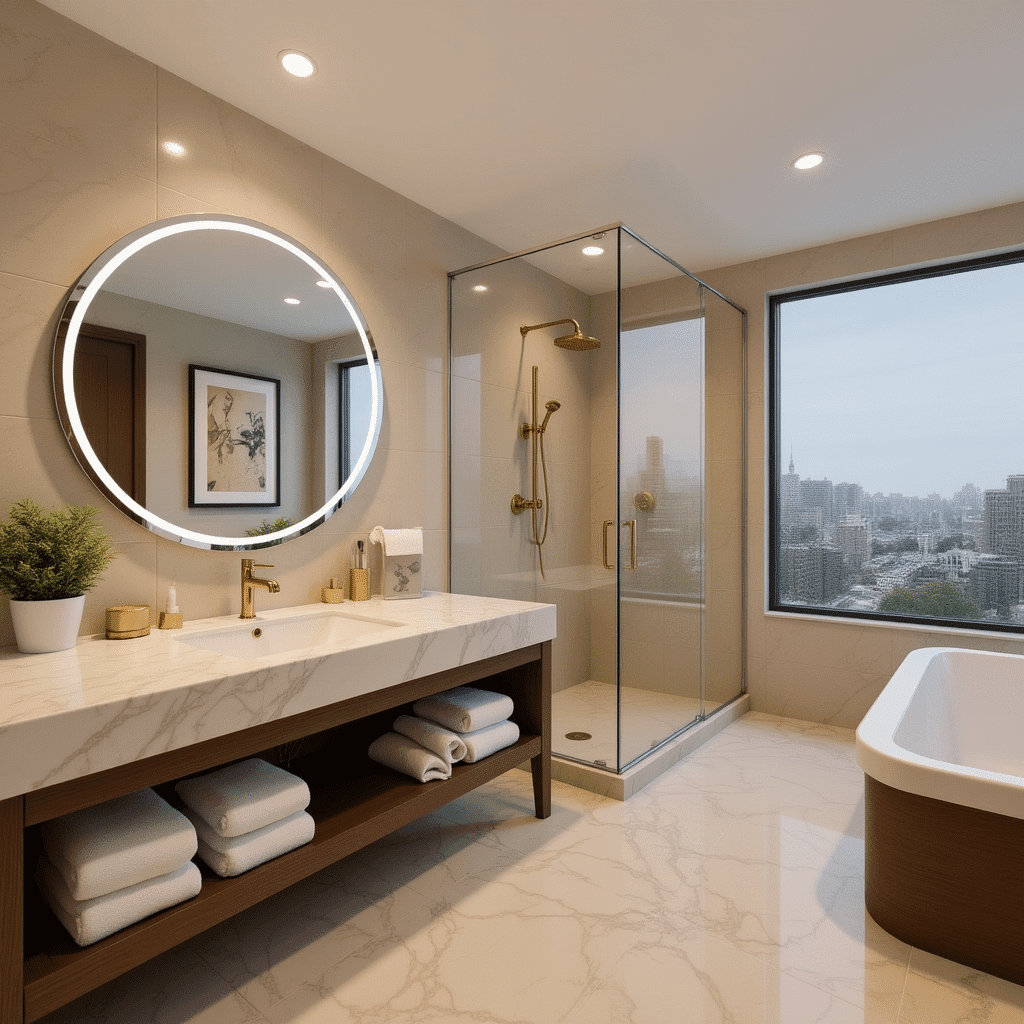 Round LED Bathroom Mirror with Lights 1 Round LED Bathroom Mirror with Lights 1