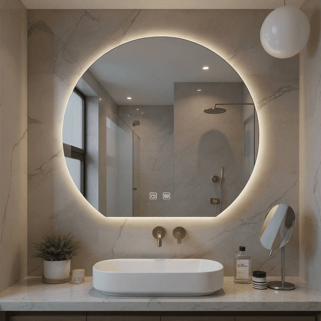 Minimalist Round LED Mirror for Luxury Interiors