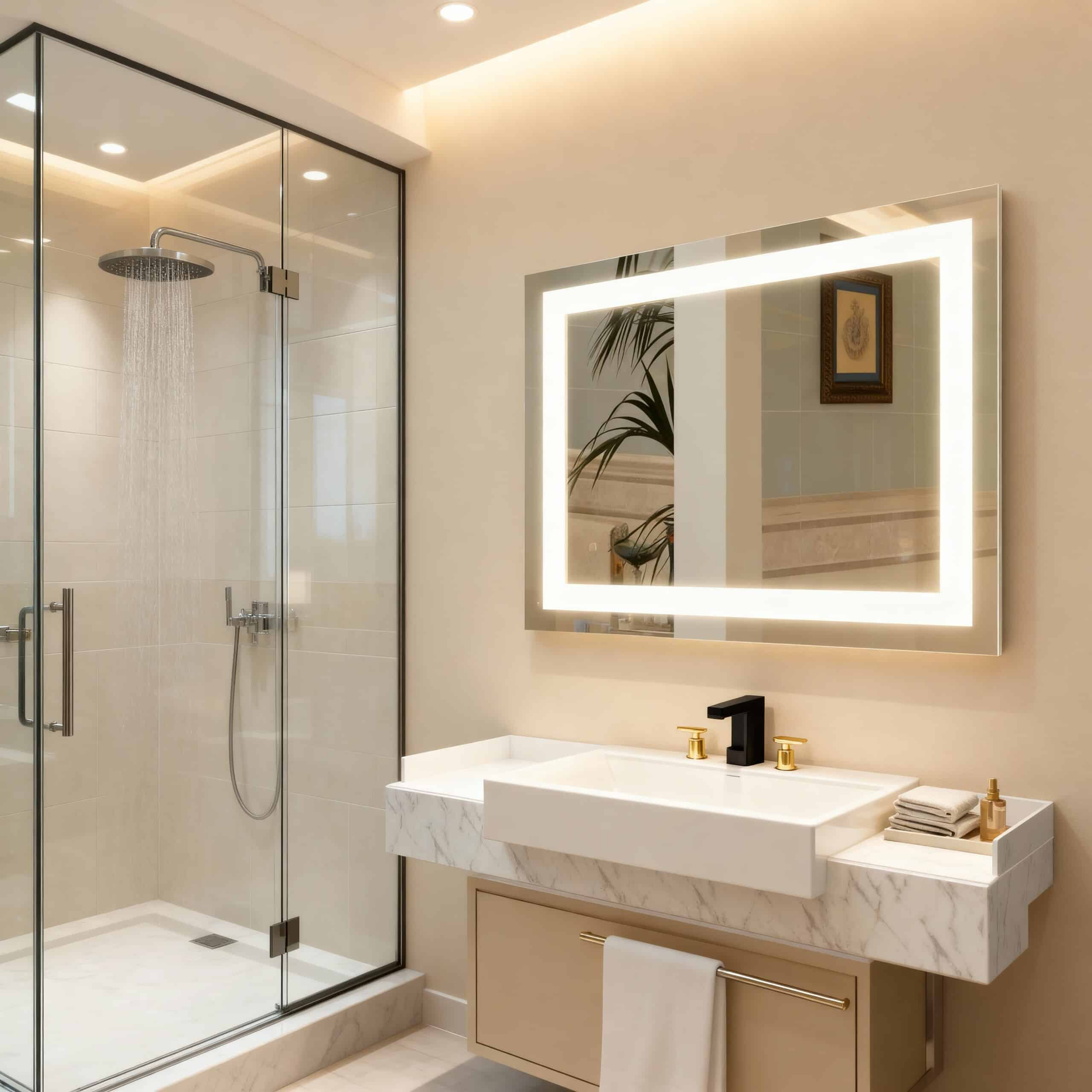 Modern LED Wall Mirror for Luxury Bathroom Design
