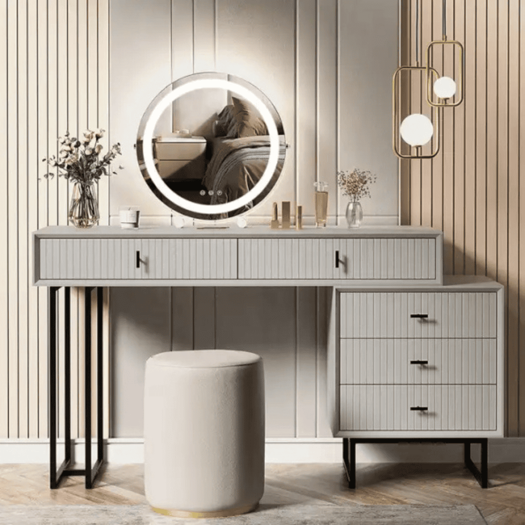 LED Dressing Table Mirror with Lights, Lighted Vanity Mirror with Touch Control, Dimmable Mirror