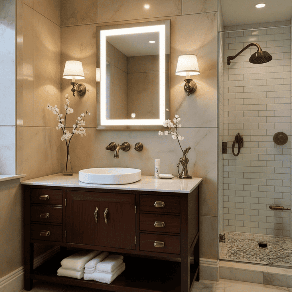 LumaGlow Vertical LED Bathroom Mirror with Anti-Fog Technology