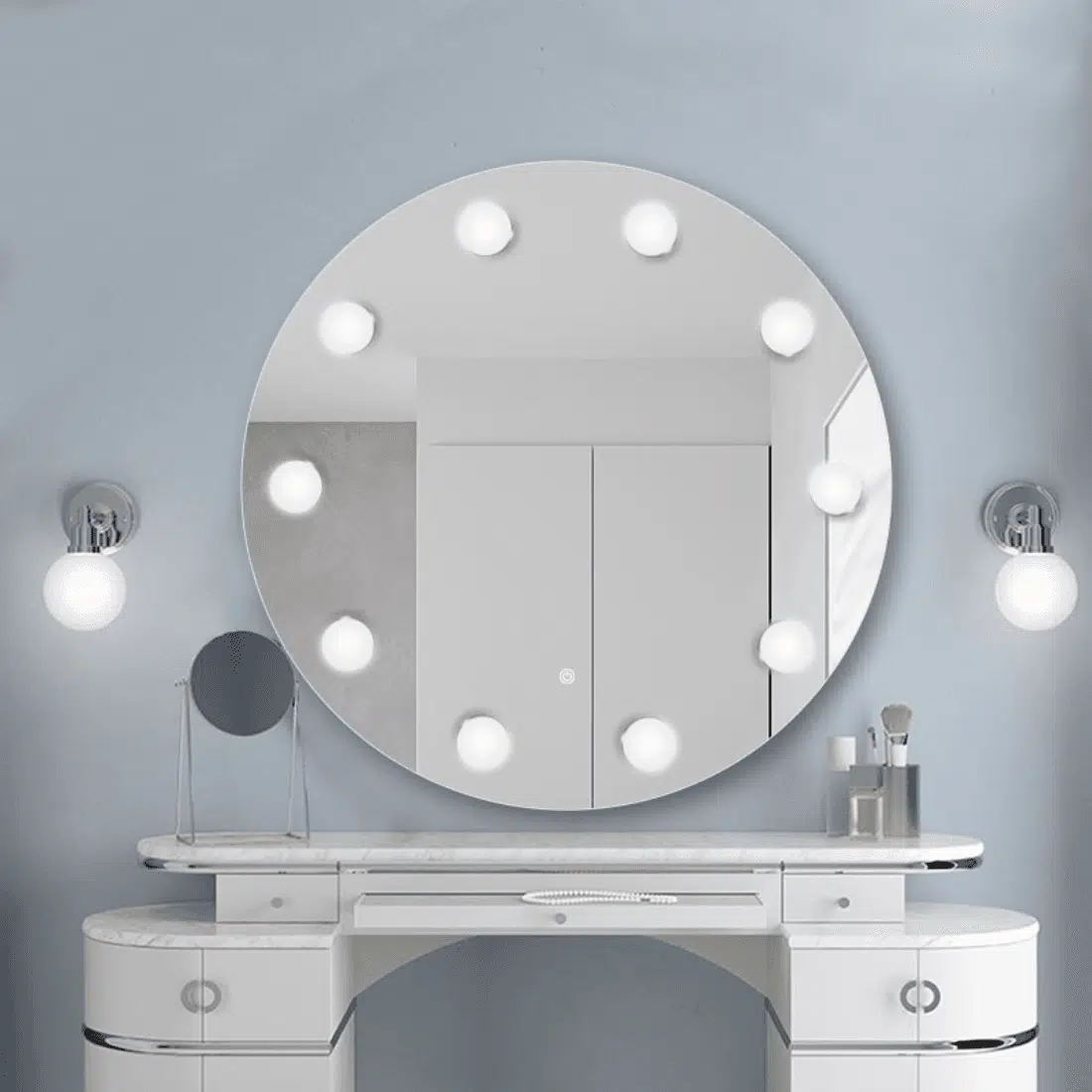 LM-321J Wall-Mounted Hollywood Vanity Mirror with LED Lights - 40" Professional Makeup Mirror (Dimmable, 3 Colors)
