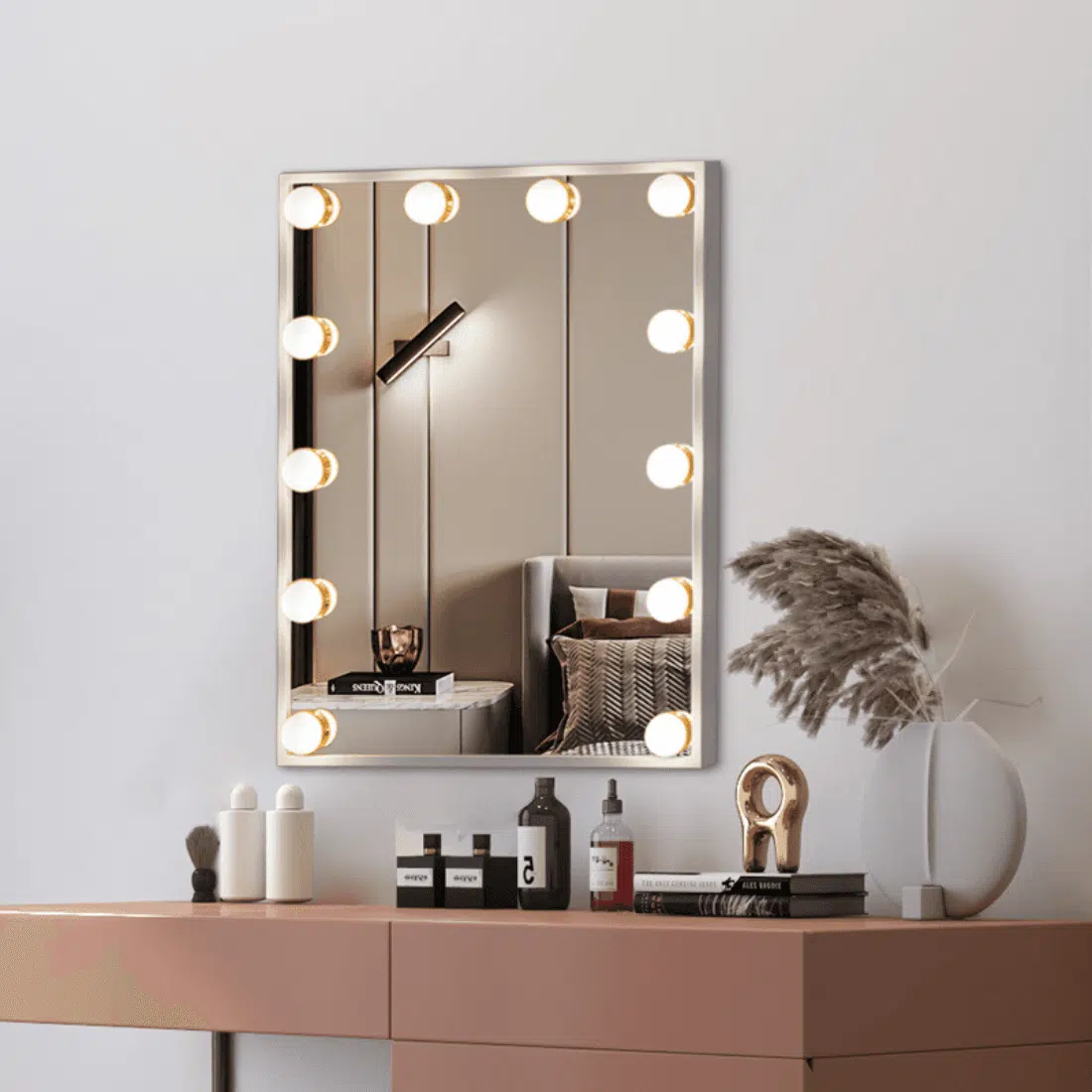 LM-314D Wall-Mounted Hollywood Vanity Mirror with LED Lights & Bluetooth Speaker - 32" Professional Makeup Mirror