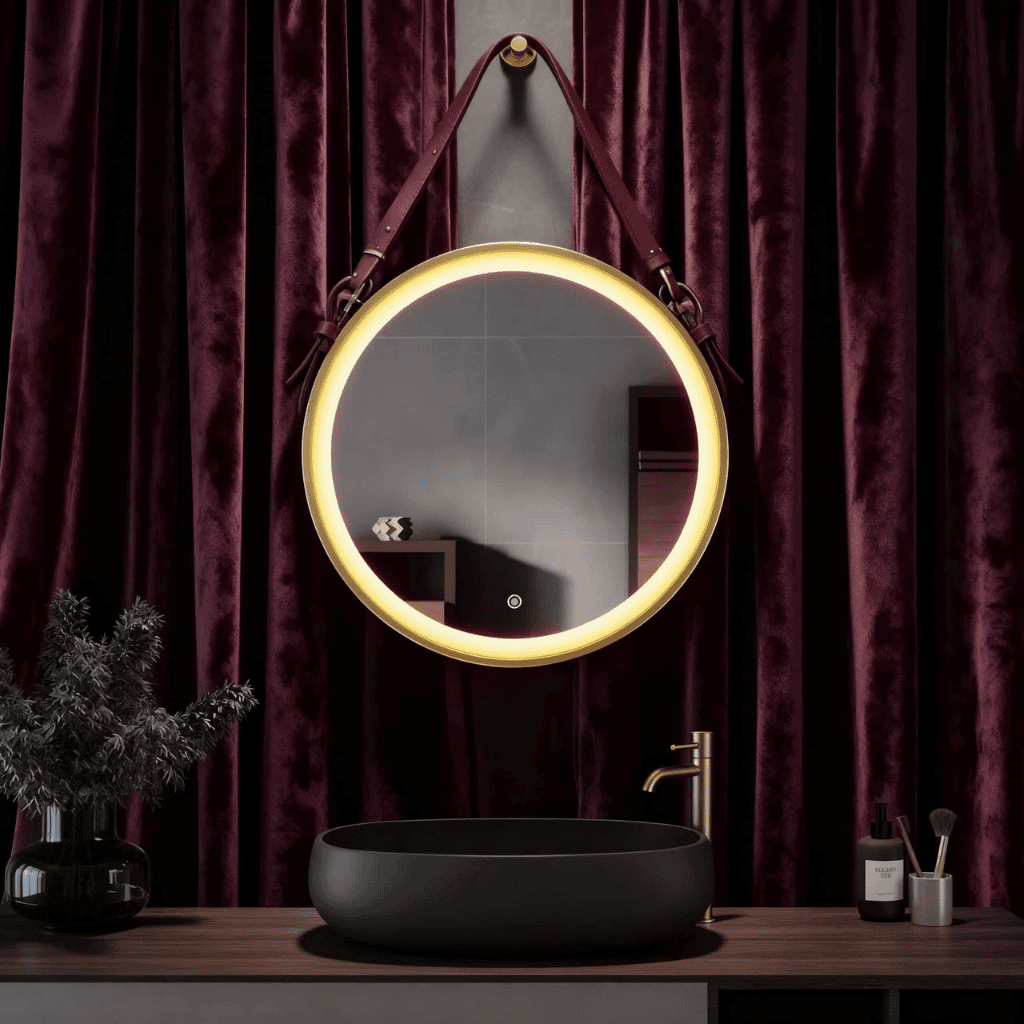 Large Round LED Bathroom Mirror – Modern Backlit Wall-Mounted Mirror