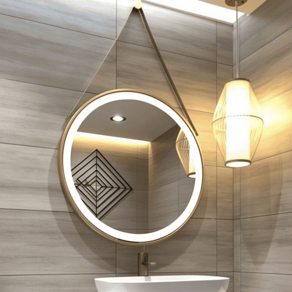 Large Round LED Bathroom Mirror – Modern Backlit Wall-Mounted Mirror
