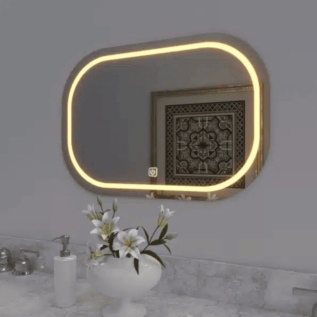rounded rectangle LED bathroom mirror: