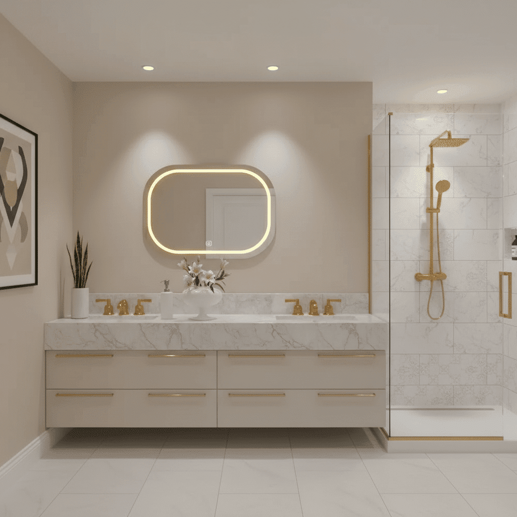 rounded rectangle LED bathroom mirror: