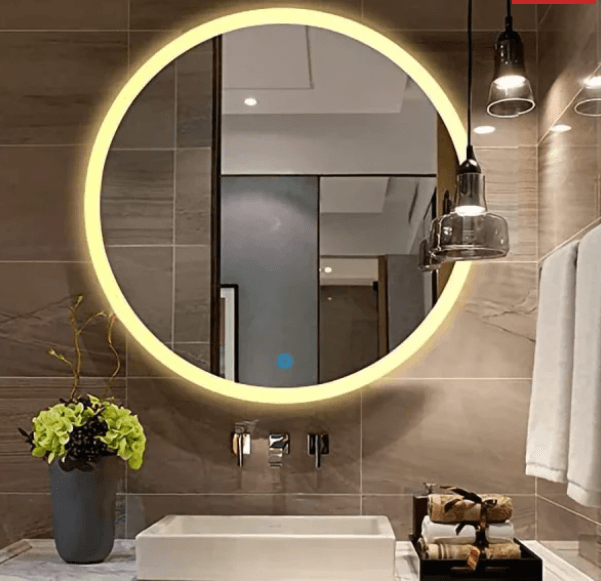 circle acrylic edge frame led mirror