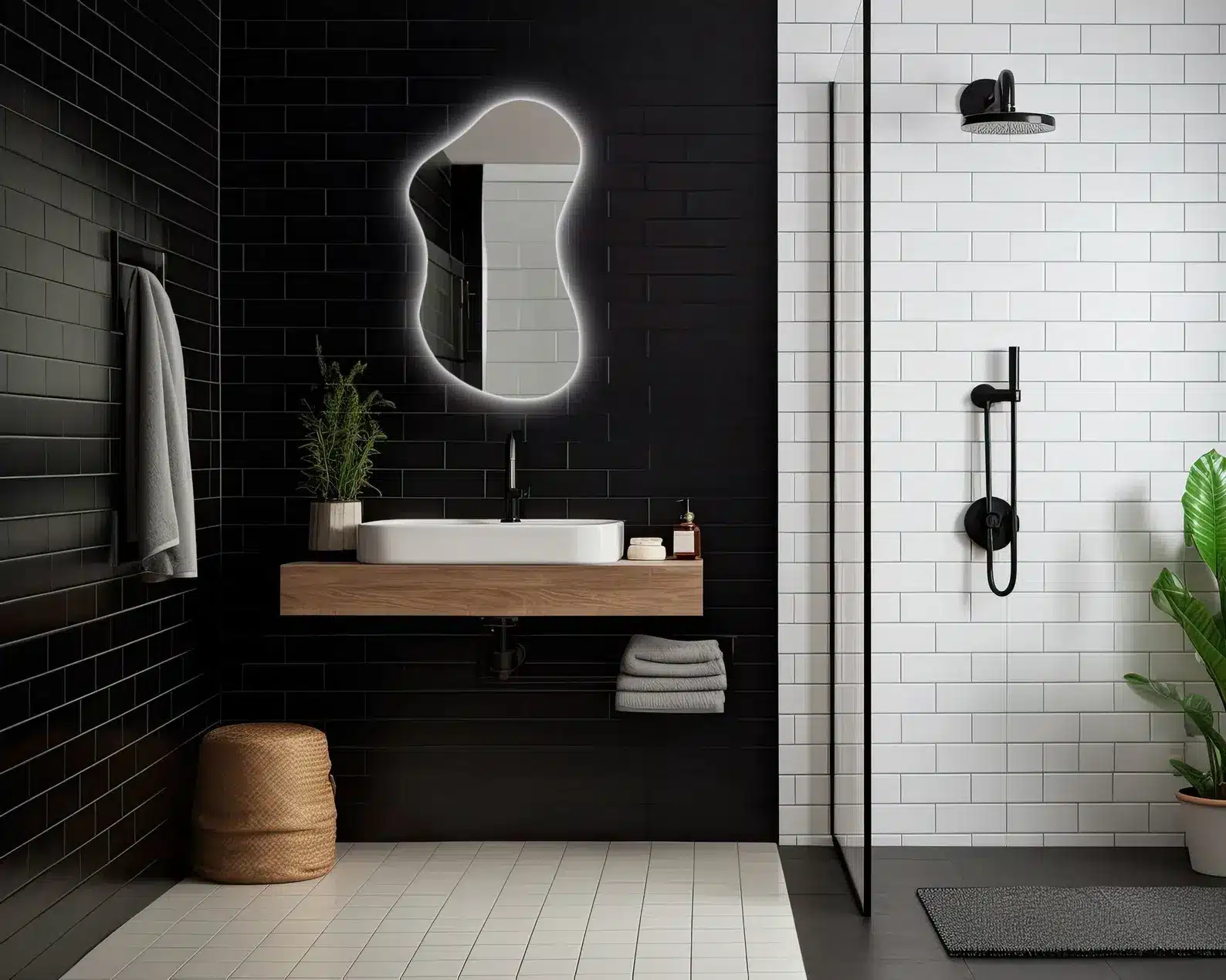 LED light mirror enhancing bathroom renovation.