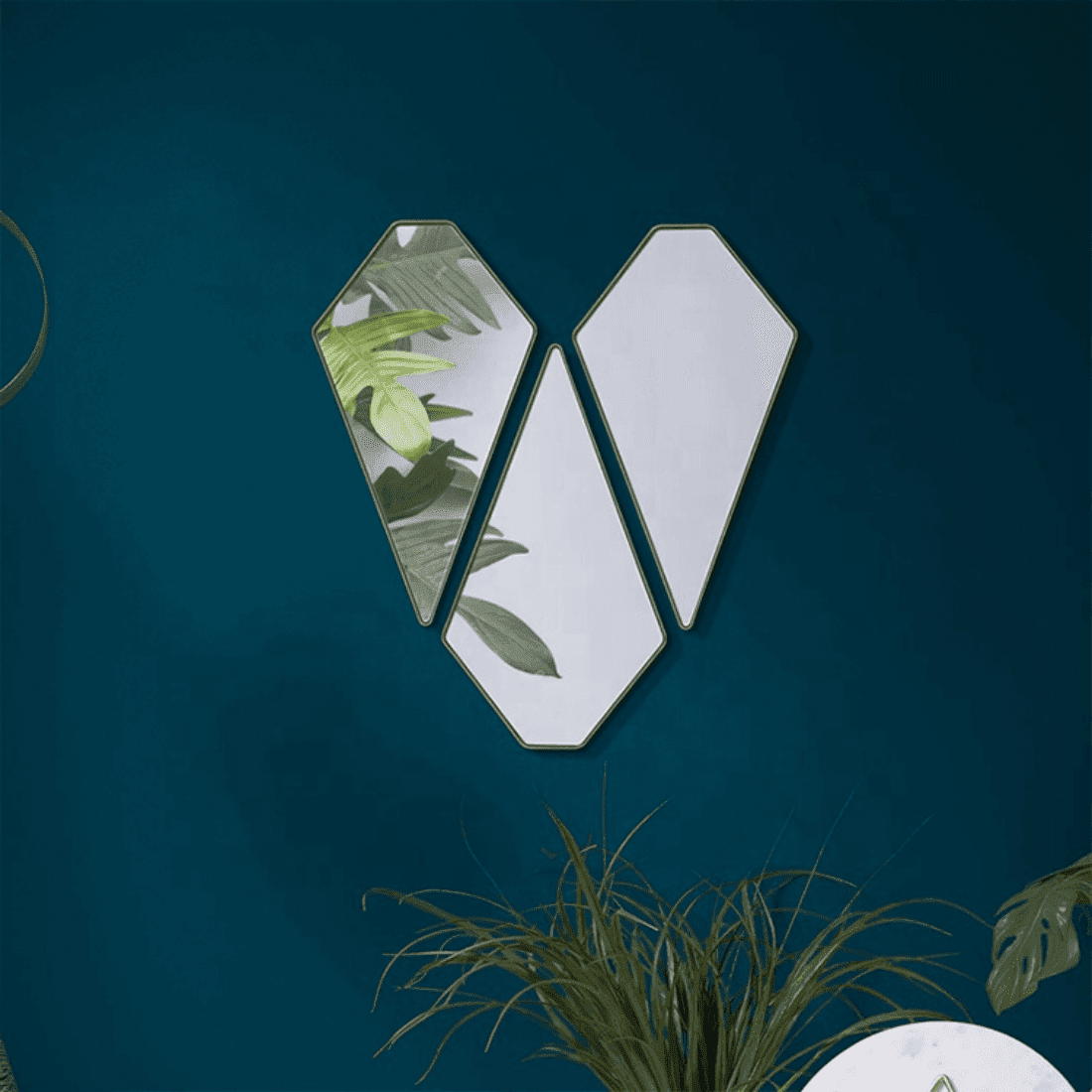 Geometric Diamond Wall Mirror Set – Anodized Aluminum Frame