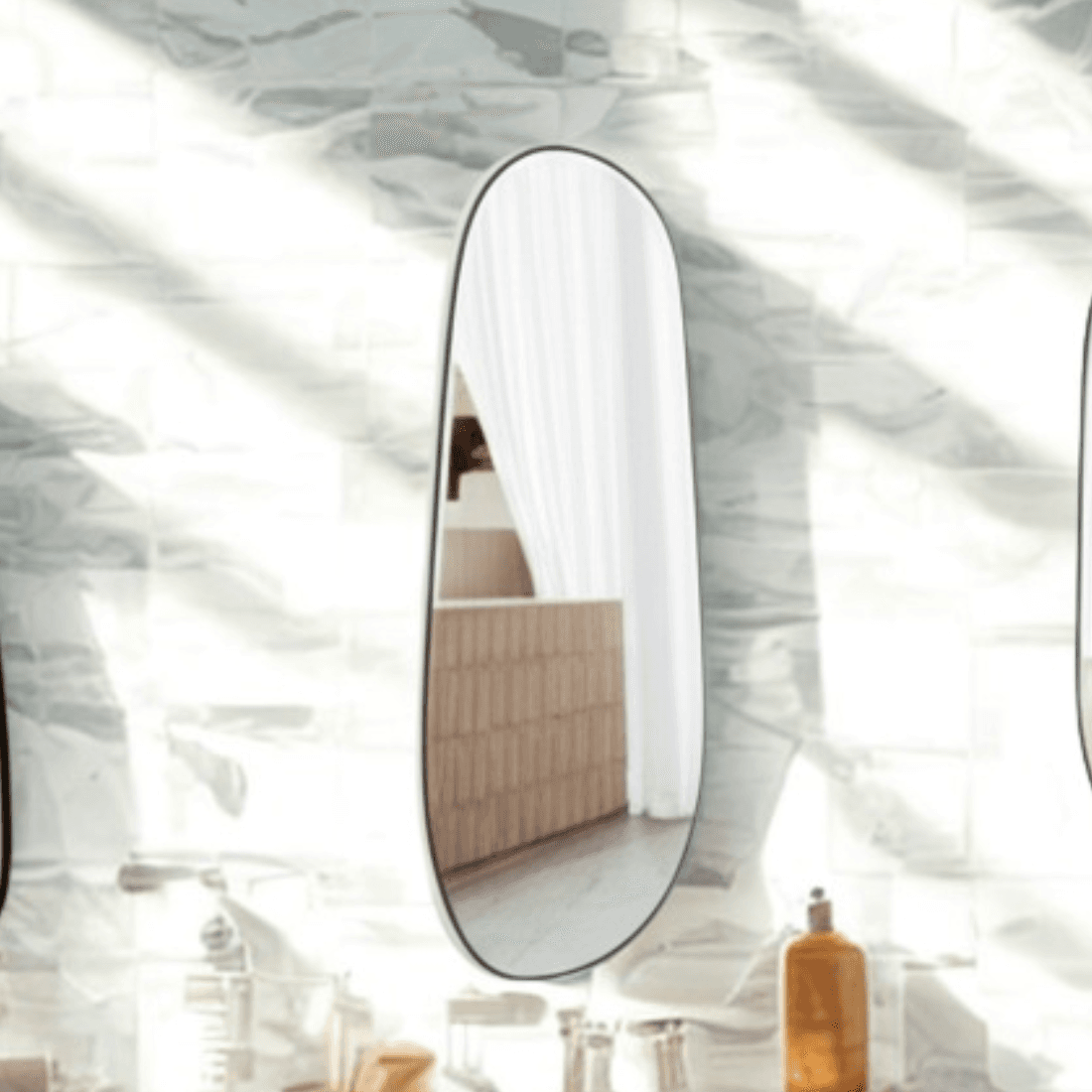 Modern Oval Black Frame LED Bathroom Mirror – Elegant Wall Mounted Design