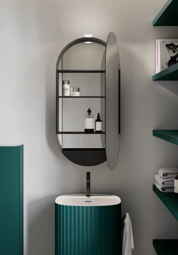 Oval Bathroom Mirror Cabinet
