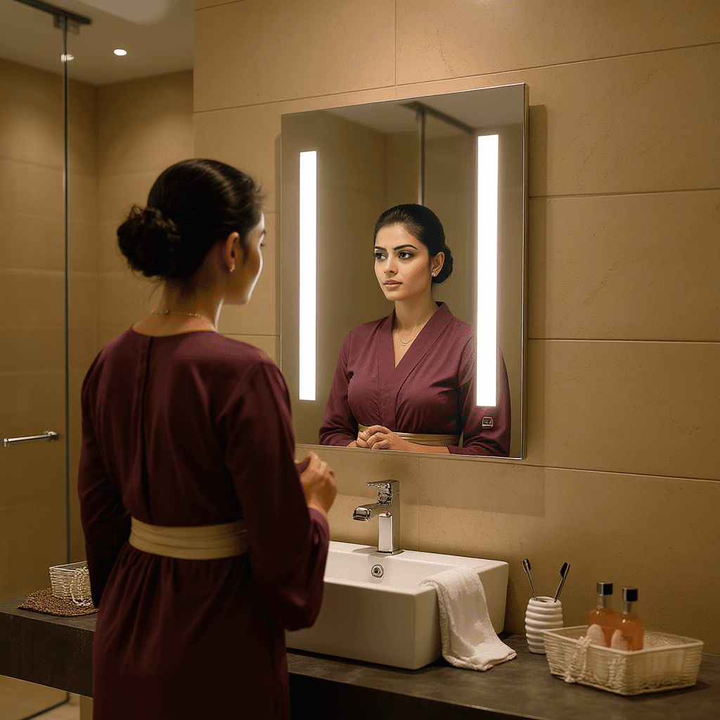 Rectangular Stainless Steel Framed LED Mirror 4 Rectangular Stainless Steel Framed LED Mirror 4