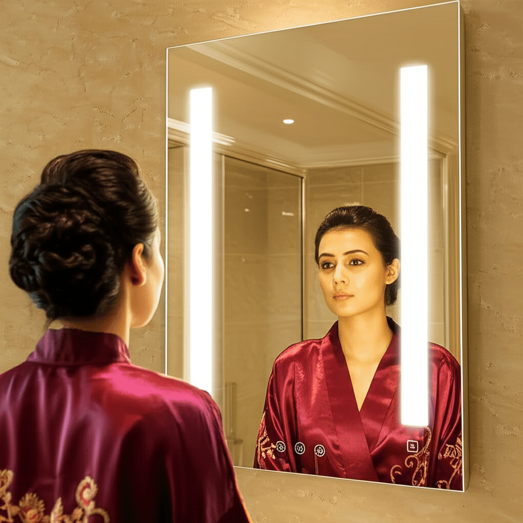 Rectangular Stainless Steel Framed LED Mirror 3 Rectangular Stainless Steel Framed LED Mirror 3