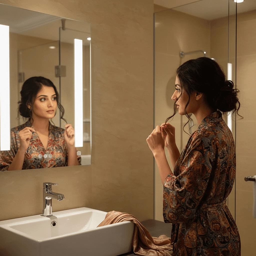 Rectangular Stainless Steel Framed LED Mirror 2 Rectangular Stainless Steel Framed LED Mirror 2