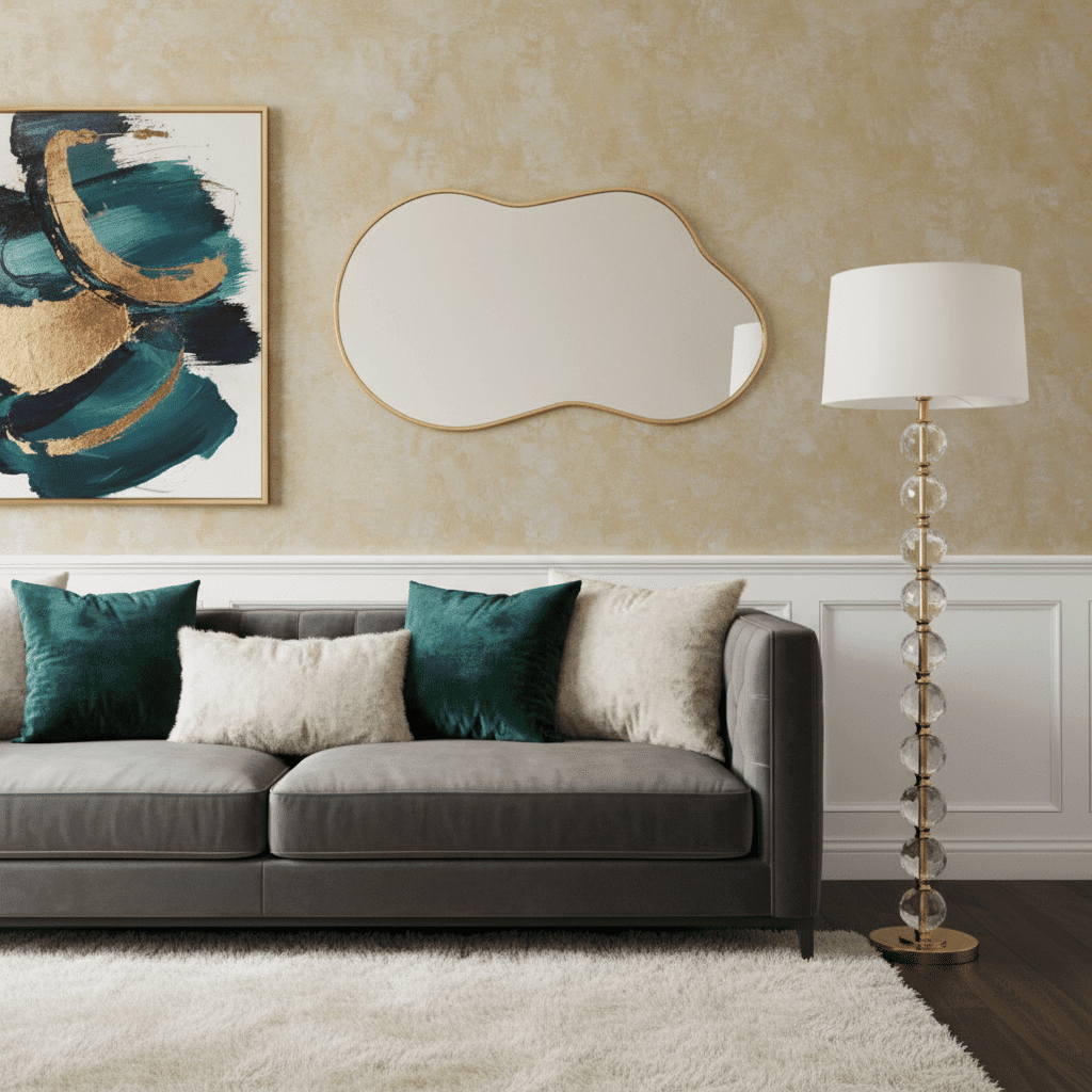 Abstract Blob Mirror with Anodized Aluminum Frame – Gold, Rose Gold, Matte Black, Brushed Silver 1