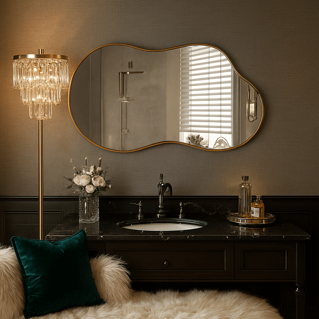 Irregular Shape Designer Wall Mirror – Modern Bathroom Vanity Mirror