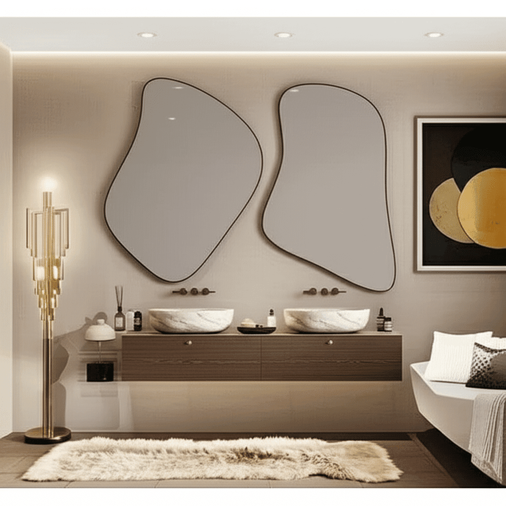 Abstract Irregular Mirror Set with Anodized Aluminum Frame – Gold, Rose Gold, Matte Black, Brushed Silver 1