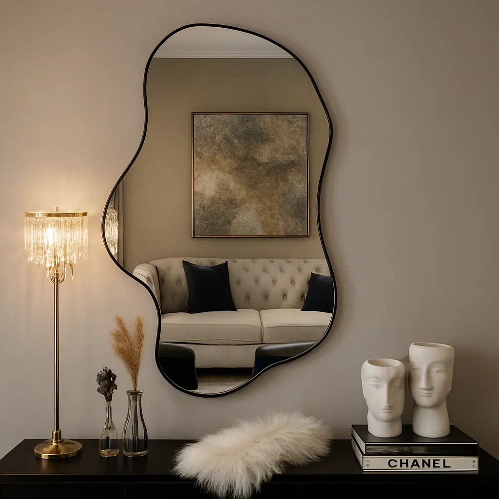 Asymmetrical Decorative Bathroom Mirror