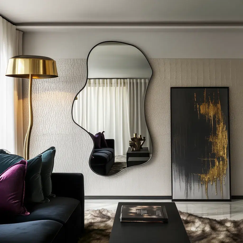Asymmetrical Decorative Bathroom Mirror