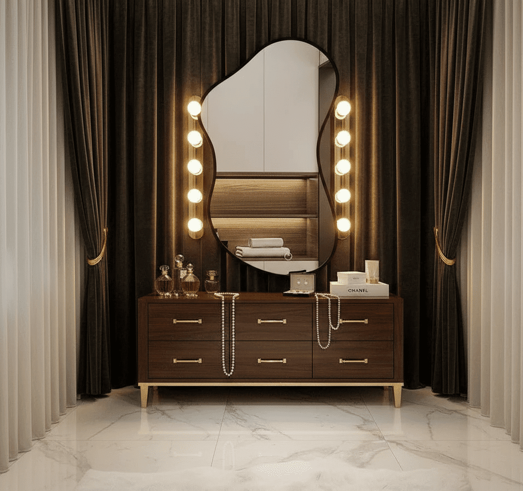 Elegant Irregular Wall Mirror with Premium Gold Finish