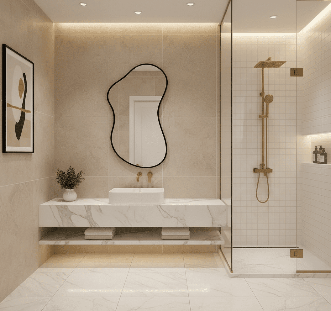 Elegant Irregular Wall Mirror with Premium Gold Finish