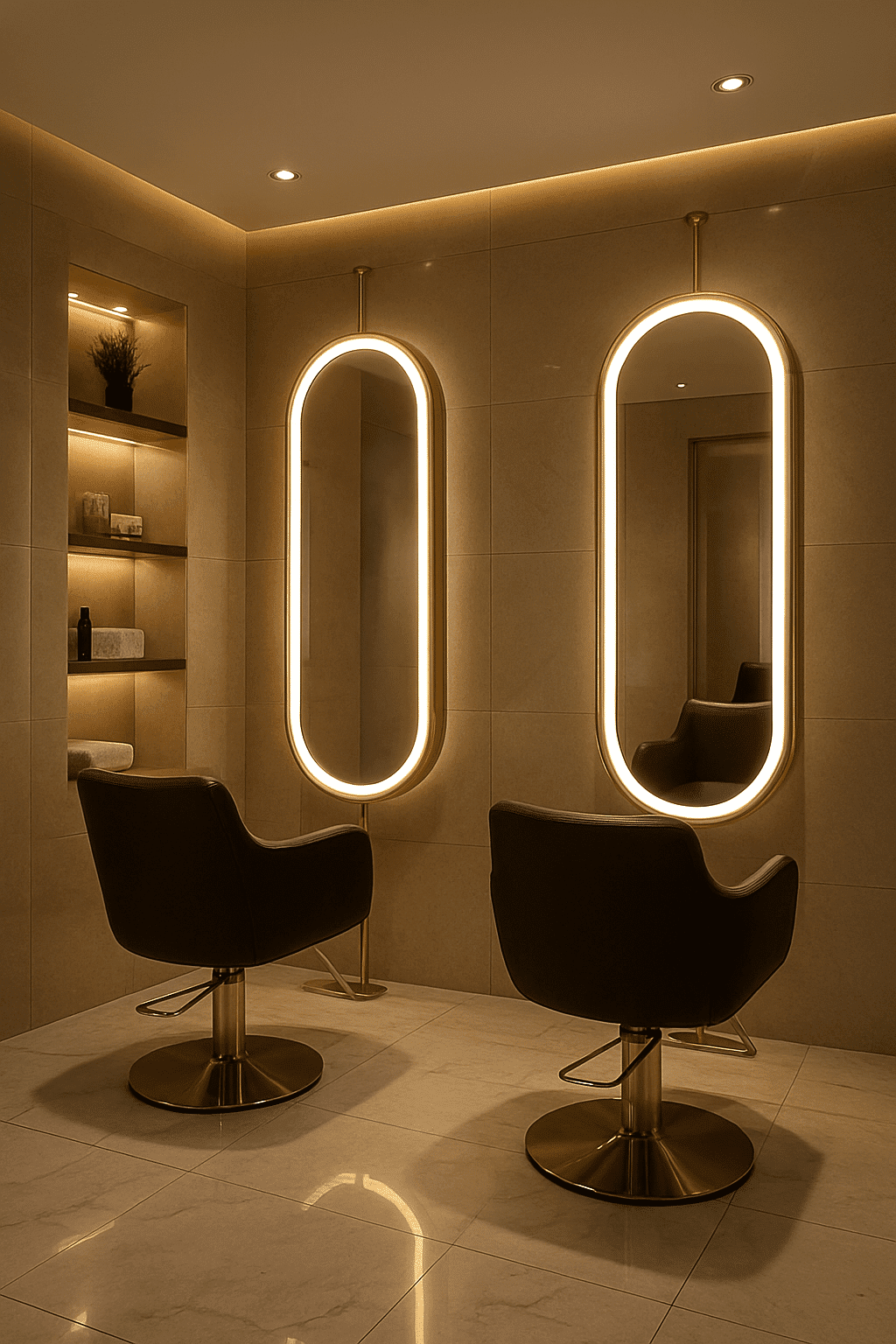 Capsule Shaped Hanging Mirror – Modern Frameless Vanity Mirror