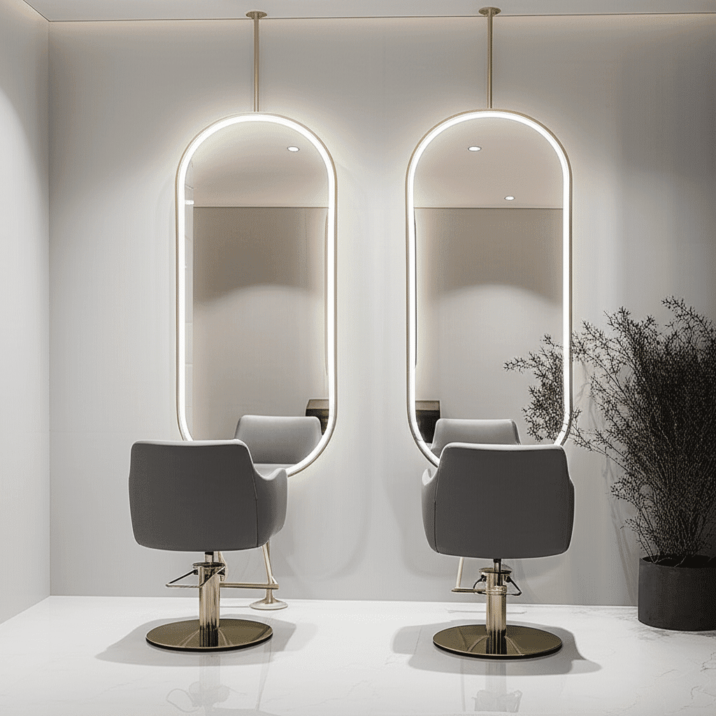 Capsule Shaped Hanging Mirror – Modern Frameless Vanity Mirror
