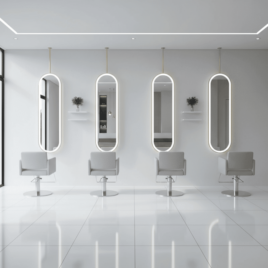 Capsule Shaped Hanging Mirror – Modern Frameless Vanity Mirror