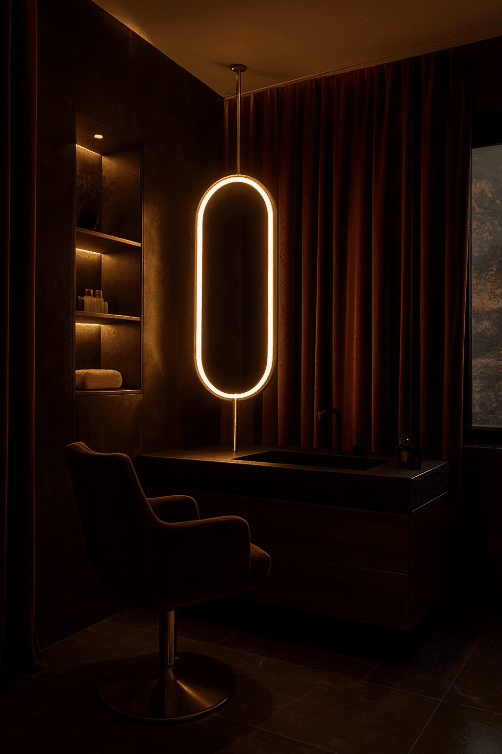 Capsule Shaped Hanging Mirror – Modern Frameless Vanity Mirror