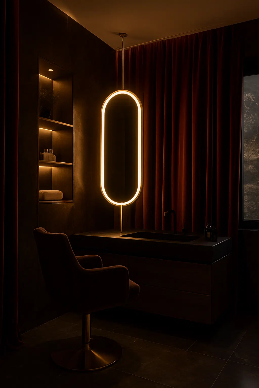 Capsule Shaped Hanging Mirror – Modern Frameless Vanity Mirror
