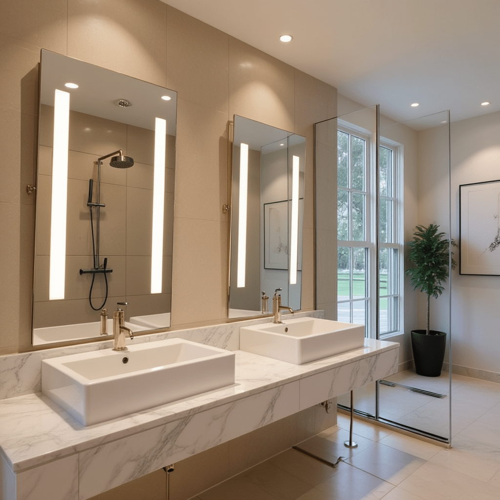 Rectangular Stainless Steel Framed LED Mirror 8 Rectangular Stainless Steel Framed LED Mirror 8